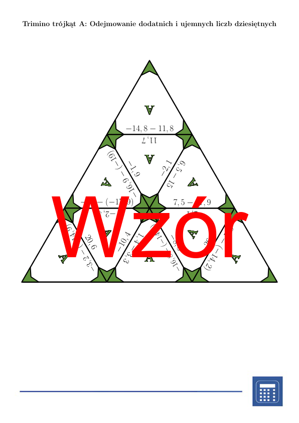 Trimino - Odejmowanie dodatnich i ujemnych liczb dziesiętnych | matematyka