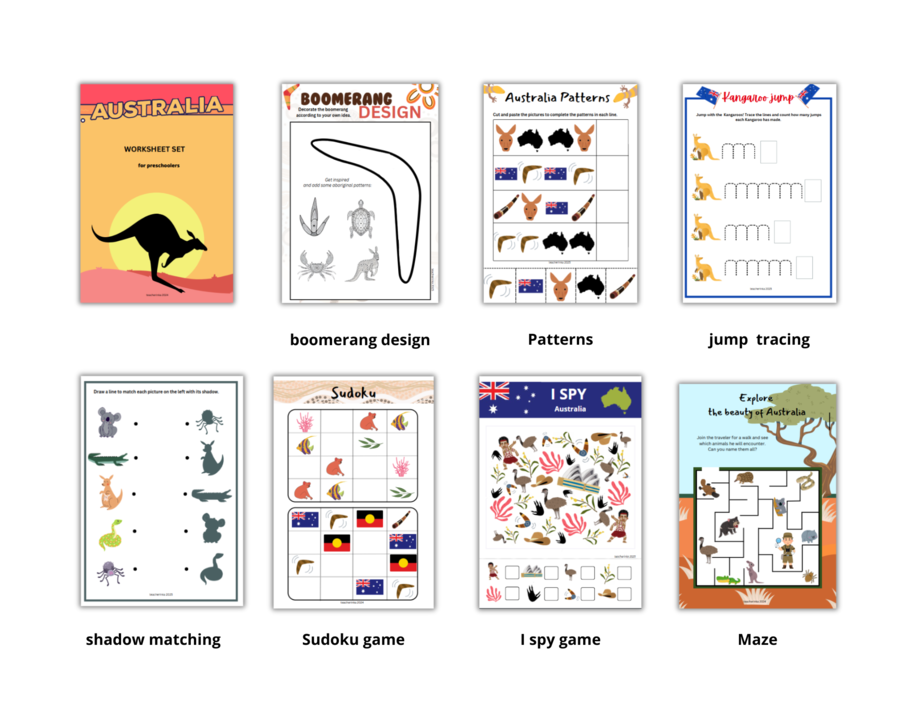 Australia Day Dzień Australii Vocabulary Worksheets Karty Pracy Język angielski Flashcards Karty Obrazkowe Zwierzęta Zerówka Przedszkolna Przedszkole Labirynt Sudoku