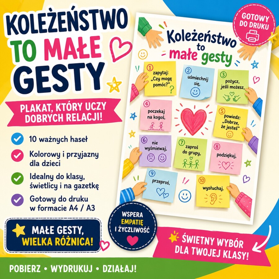 Plakat. Koleżeństwo to małe gesty