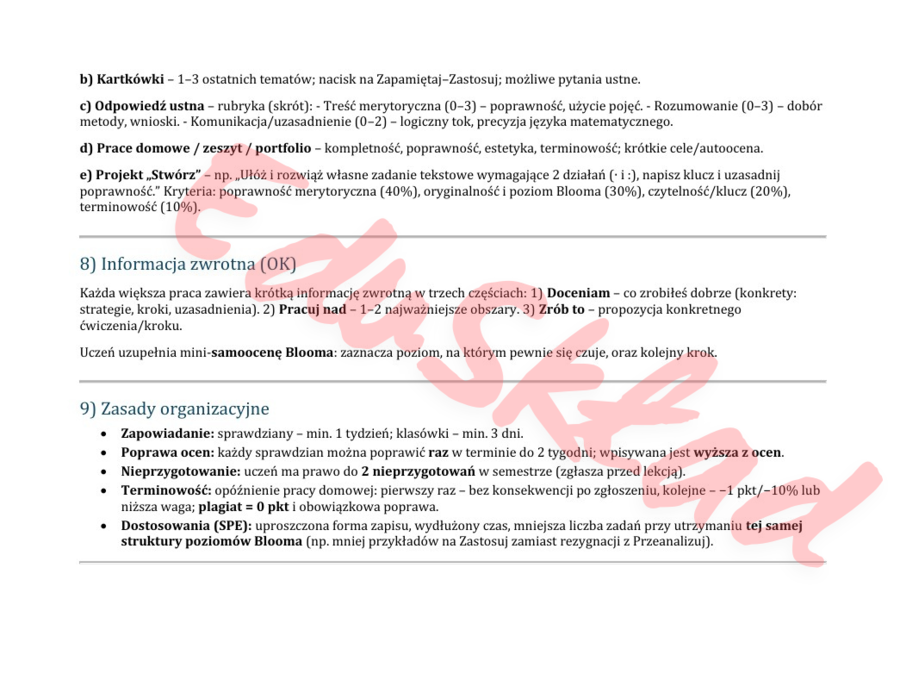 Skuteczne ocenianie w matematyce: model Blooma