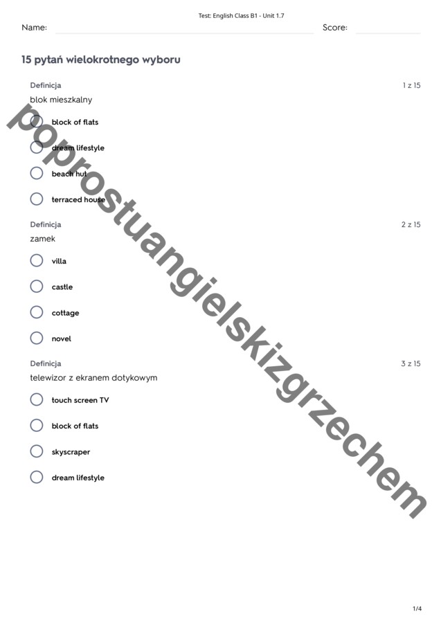 English Class B1 - Unit 1 - testy