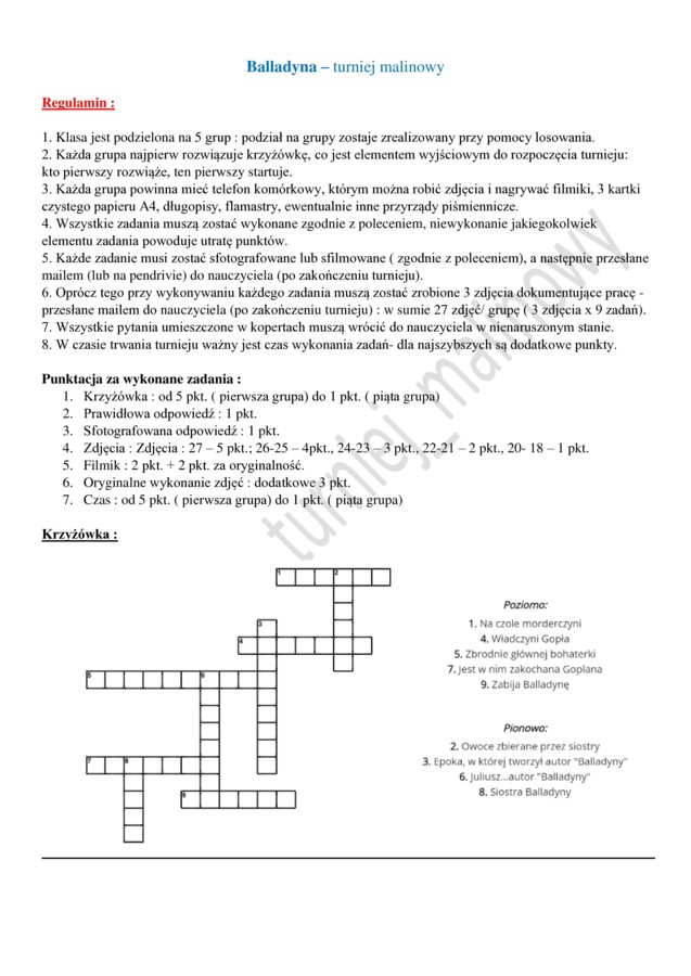 Balladyna - turniej malinowy