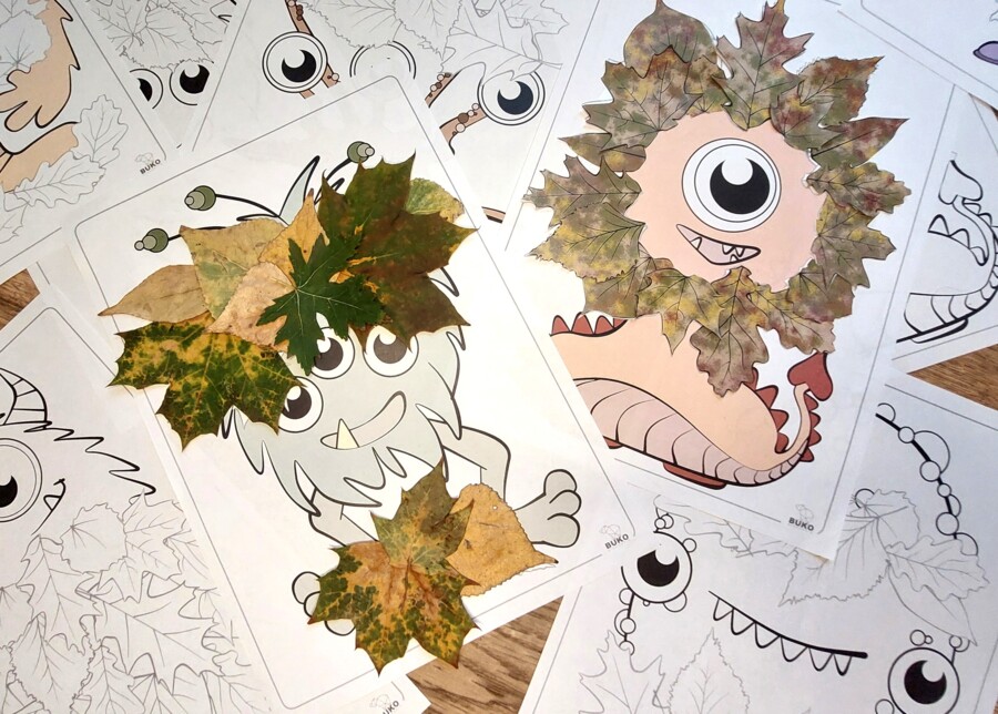 LIŚCIOSTWORY - jesienne kolorowanki do wyklejenia