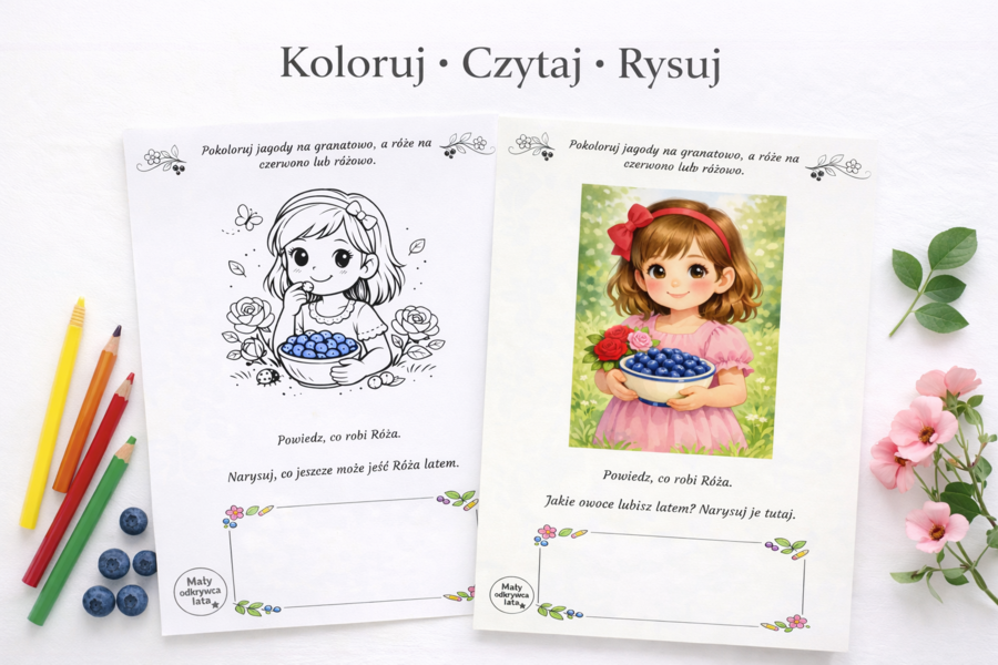 Róża je jagody – czytanie i kolorowanie [Karta pracy]