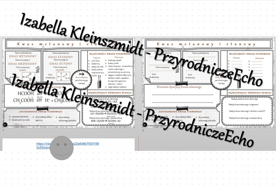 Minizestaw na temat „Kwas metanowy i etanowy” – sketchnotka + karta pracy w power point + gratisowy link do prezentacji multimedialnej niekomercyjnej wykonanej w genial.ly do indywidualnego pobrania i użycia do celów niekomercyjnych. Chemia 8, „Pochodne 