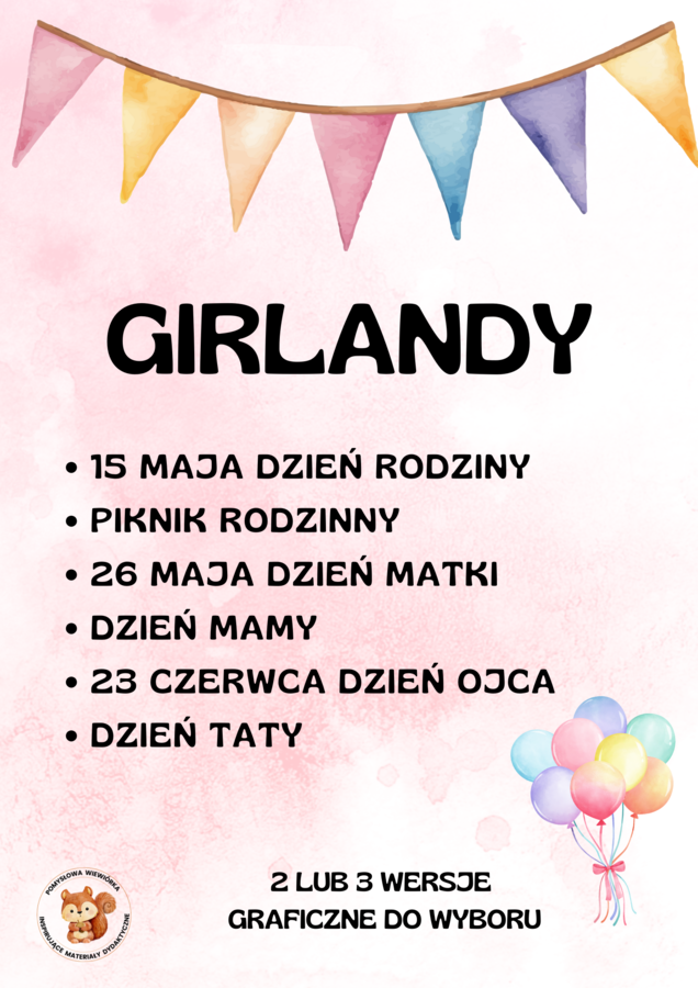 RODZINA - GIRLANDY -3 wersje graficzne, ekonomiczne w druku, świetna dekoracja /170 stron/