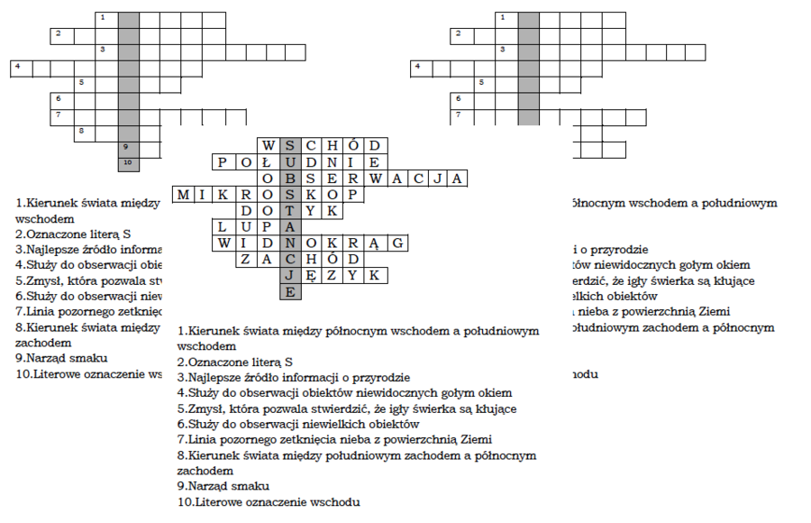 Logogryf dla klasy 4 na wprowadzenie do lekcji przyrody o substancjach