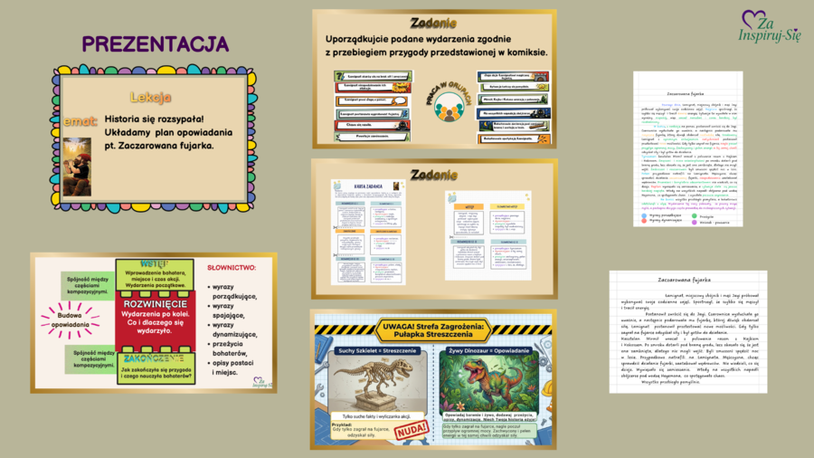 Opowiadanie odtwórcze – 4 lekcje + bonus | prezentacje, karty pracy | Kajko i Kokosz (kl. IV–VI)
