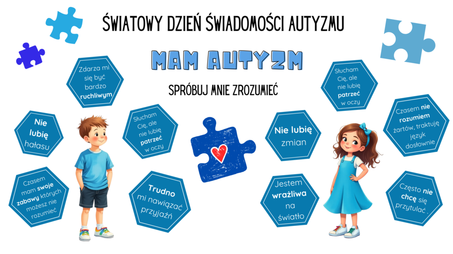 Gazetka na Światowy Dzień Świadomości Autyzmu/ Mam autyzm spróbuj mnie zrozumieć/możliwość własnej aranżacji