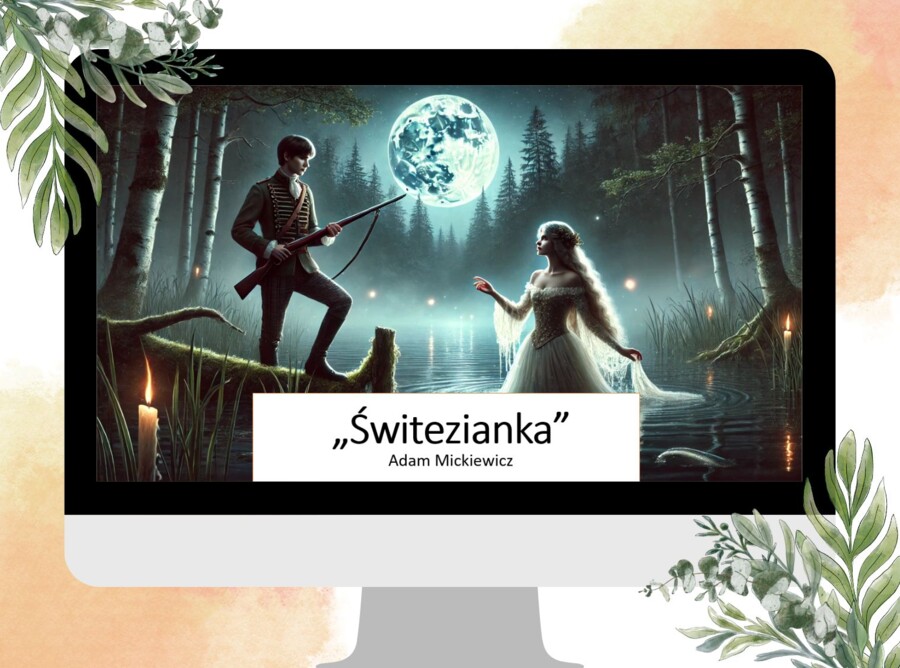 Prezentacja "Świtezianka" Adam Mickiewicz - egzamin ósmoklasisty, romantyzm, lektura obowiązkowa