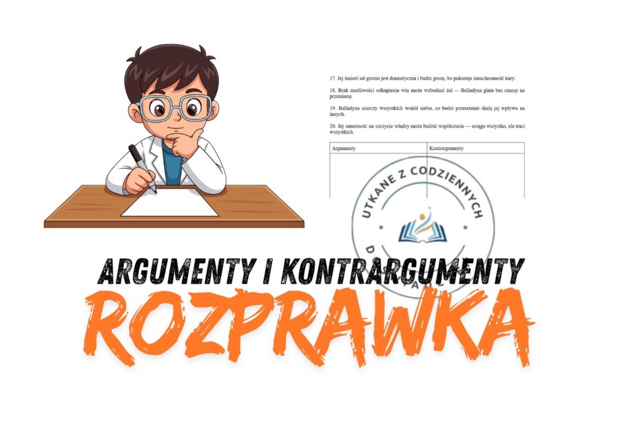 Porządkowanie argumentów i kontrargumentów- ćwiczenie 1  (Balladyna)