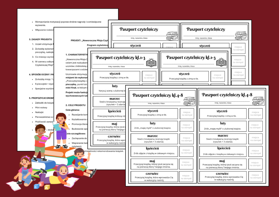 📚 Noworoczna Misja Czytelnicza - PROJEKT - biblioteka - język polski - zajęcia z wychowawcą - klasy 1- 3 oraz  4-8