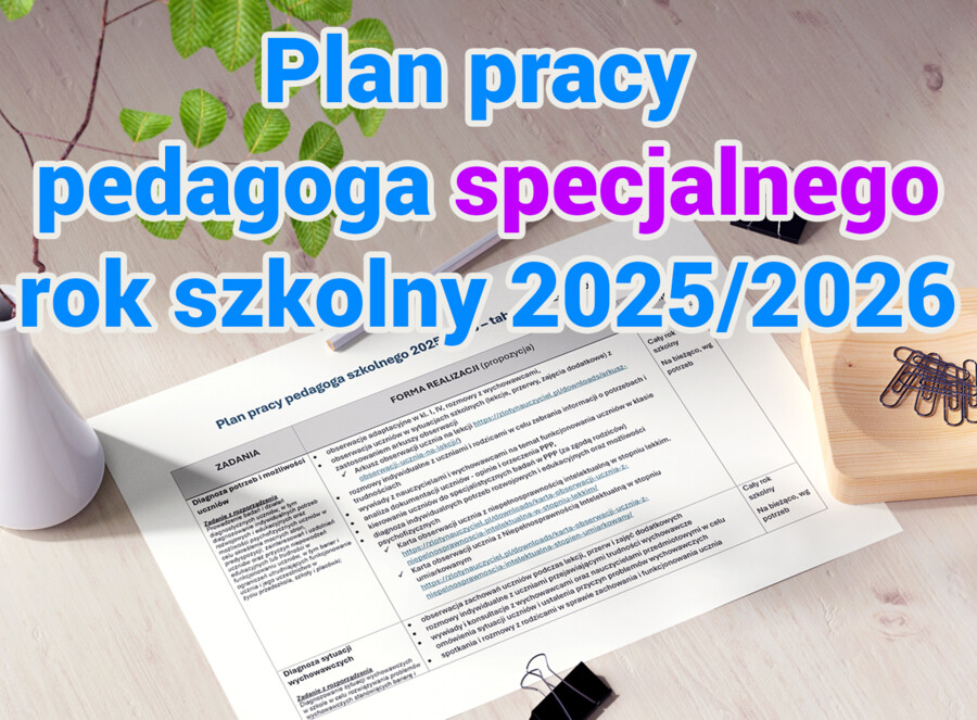 Plan pracy pedagoga specjalnego 2025/2026