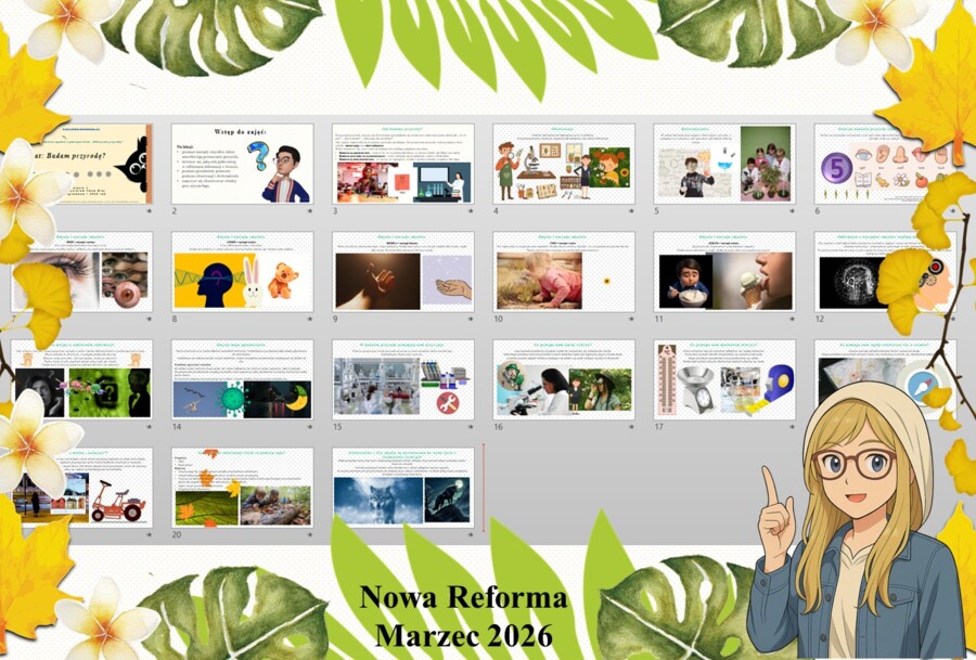 Prezentacja multimedialna w PowerPoint do edycji „Badam przyrodę” wykonana na podstawie podręcznika „Przyroda” Nowa Era. Przyroda 4. Dział „Spotkanie z przyrodą”.