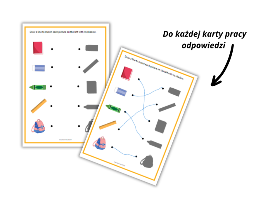Back to school - school supplies - zestaw 6 kart pracy na początek roku szkolnego, przybory szkolne, wyposażenie klasy, karty obrazkowe, sudoku, I spy, przedszkole, zerówka. worksheets, very young learners, ESL, EFL