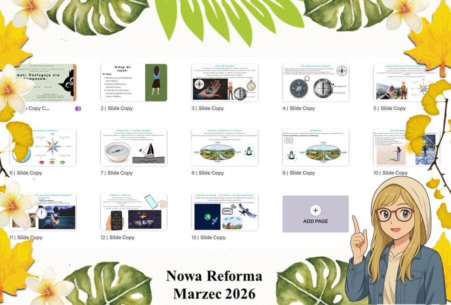 Prezentacja multimedialna w genial.ly do edycji „Posługuję się kompasem” wykonana na podstawie podręcznika „Przyroda” Nowa Era. Przyroda 4. Dział „Spotkanie z przyrodą”.