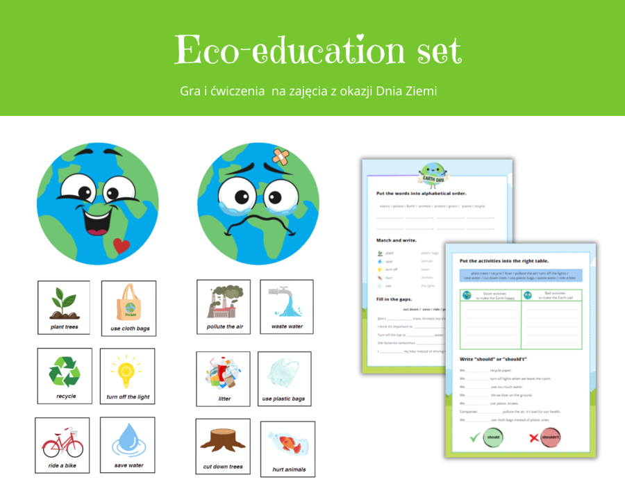 Eco-education: Gra i ćwiczenia z okazji Dnia Ziemi na zajęcia z języka angielskiego, Earth Day