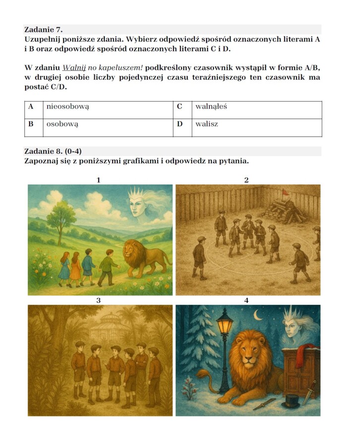 Arkusze egzaminacyjne lektury IV-VIII