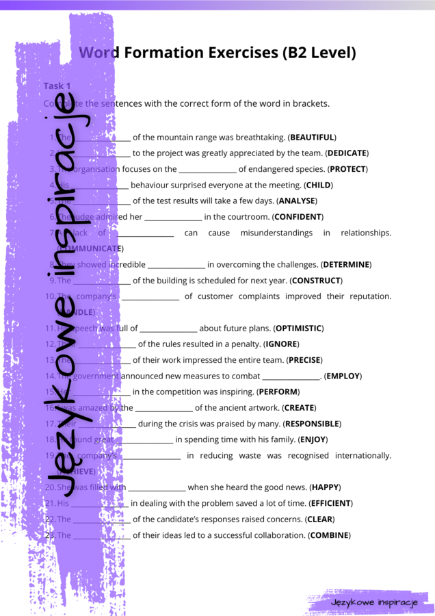 Word Formation A2+/B1 oraz B2