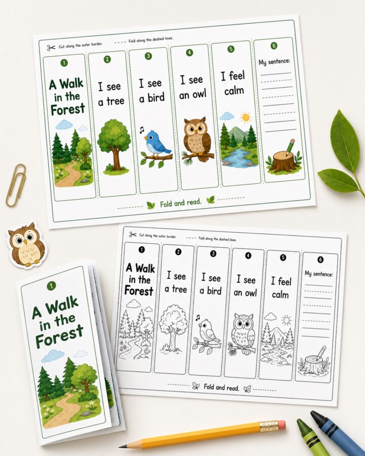 Mini book. A walk in the forest