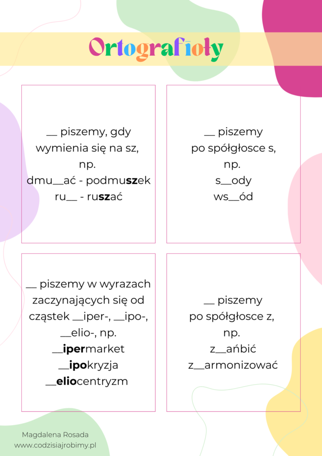 Gra ortograficzna: ó/u, rz/ż, ch/h, mała i duża litera
