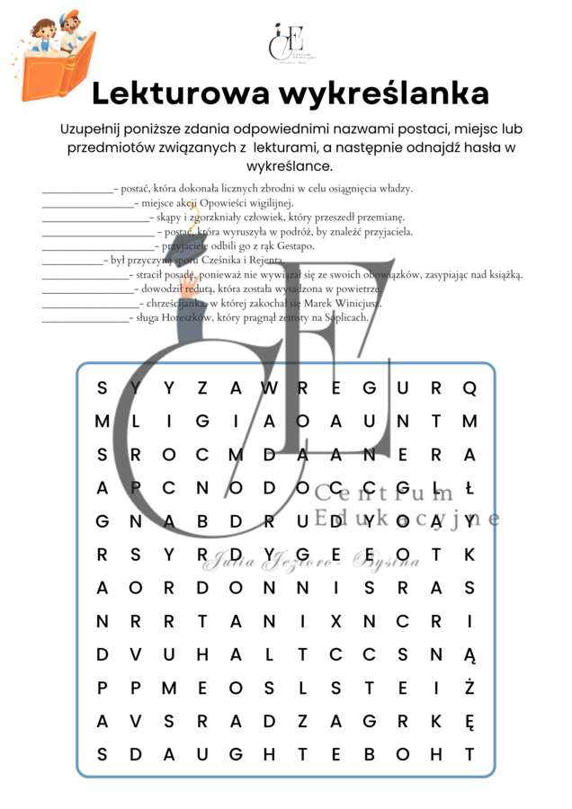 Polonistyczne wykreślanki- klasa 7/8