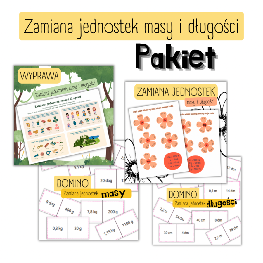 PAKIET - jednostki miary/zamiana jednostek - 4 materiały