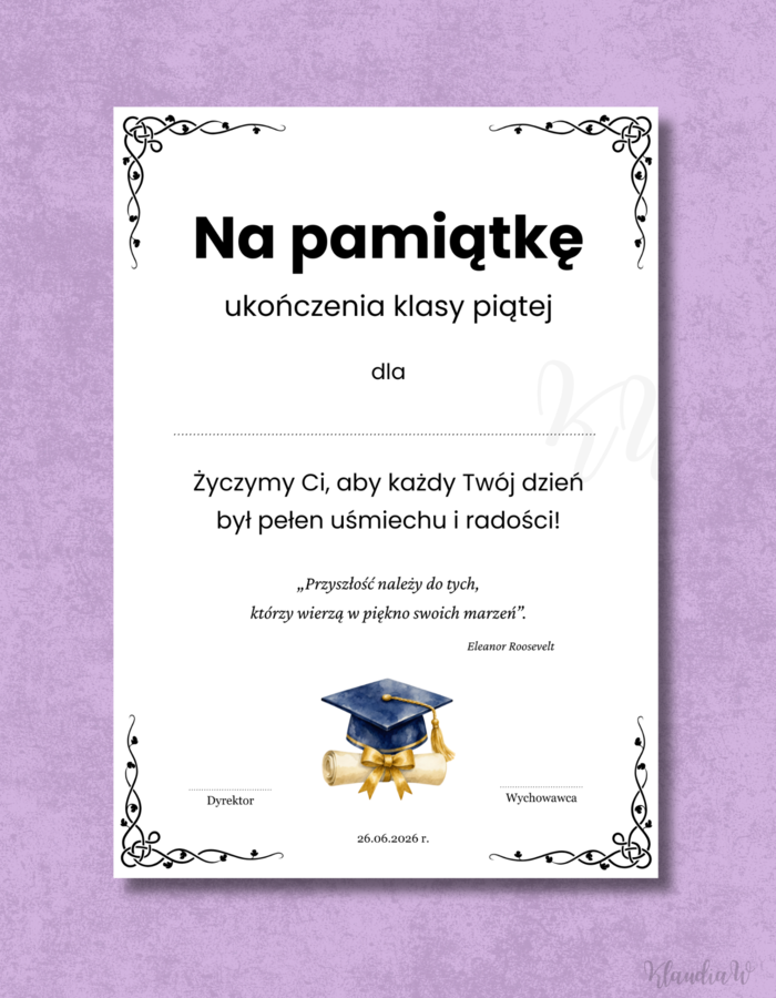 Wklejki do książek na zakończenie roku - klasa 5