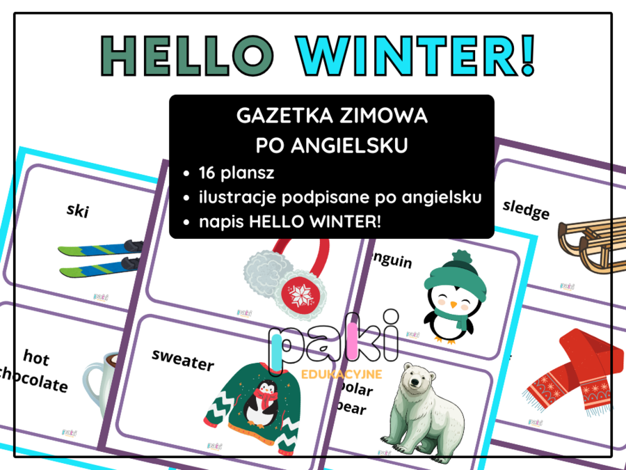 Gazetka zimowa // HELLO WINTER // słownictwo po angielsku