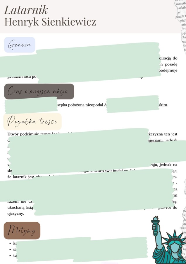 Latarnik Henryk Sienkiewicz - opracowanie do E8 + 15 przykładowych zadań egzaminacyjnych