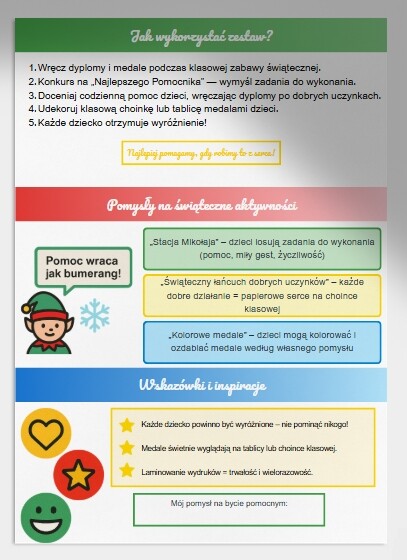 Zestaw dyplomów i medali „Super Pomocnik Świętego Mikołaja”