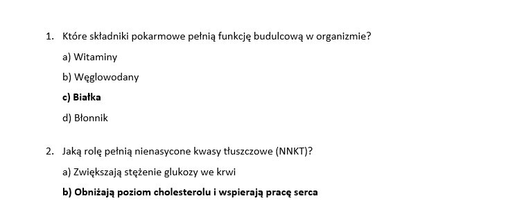 Test- odżywianie człowieka