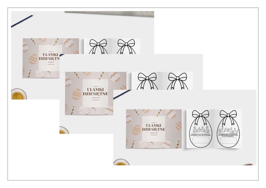 PAKIET: Dodawanie, odejmowanie i mnożenie ułamków dziesiętnych - girlanda wielkanocna