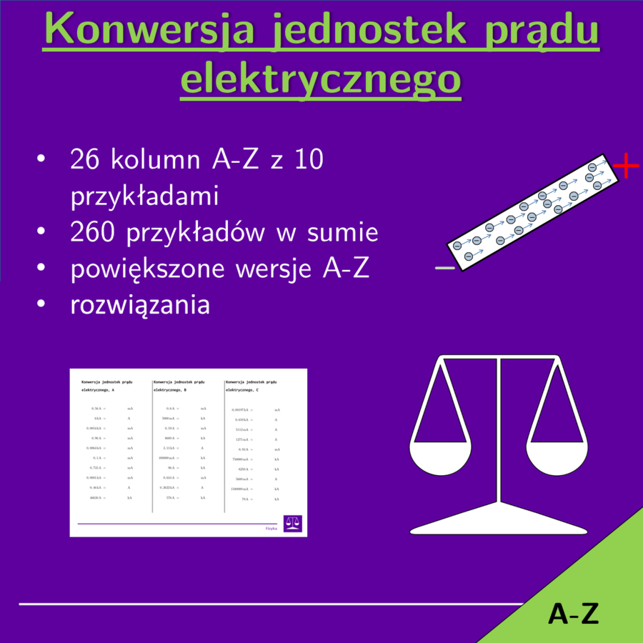 Konwersja jednostek prądu elektrycznego | matematyka | 26 kolumn