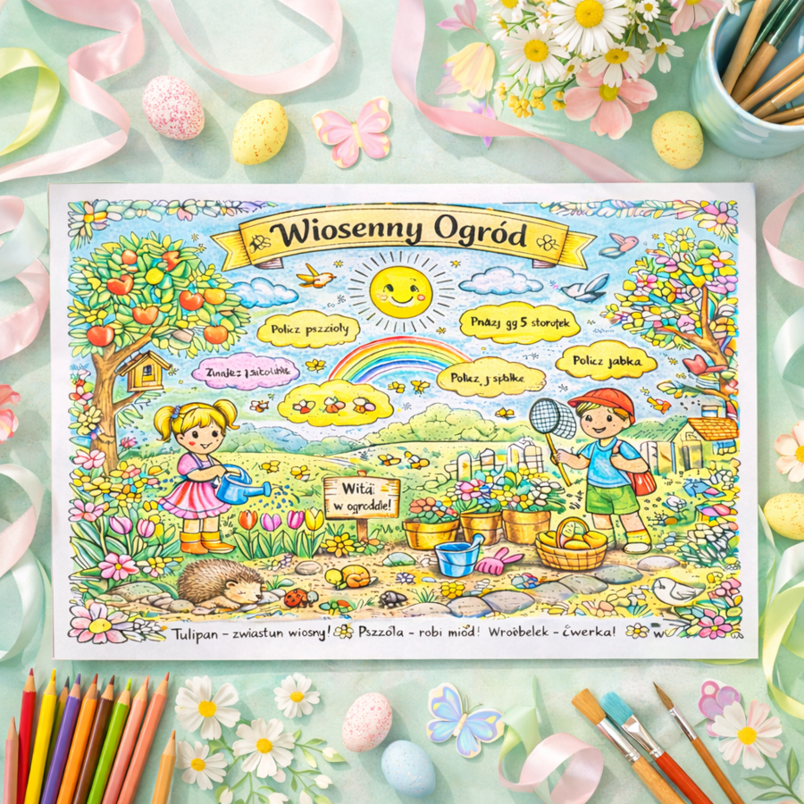 Kolorowanka "Wiosenny ogród"