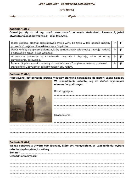 Sprawdzian "Pan Tadeusz"