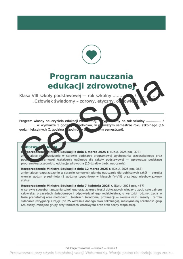 Komplety Pakiet do Edukacji Zdrowotnej dla Klasy VIII – cały rok szkolny
