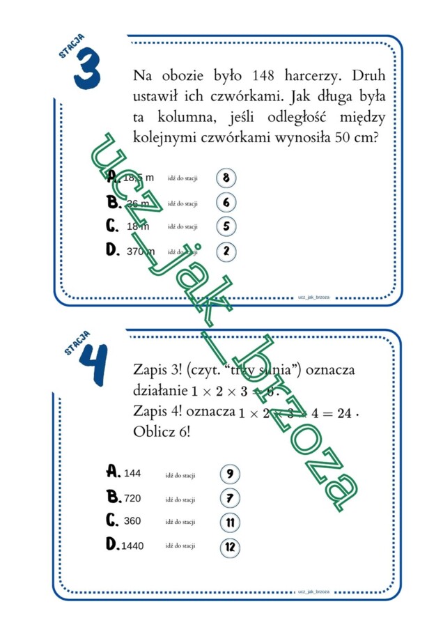 Stacje zadaniowe na Dzień Tabliczki Mnożenia