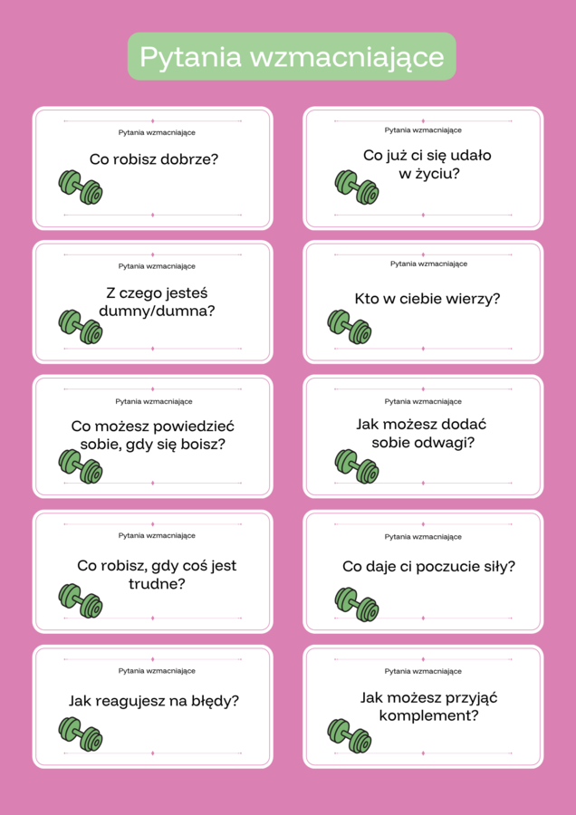 Rozwijam pewność siebie – karty terapeutyczne (50 kart)