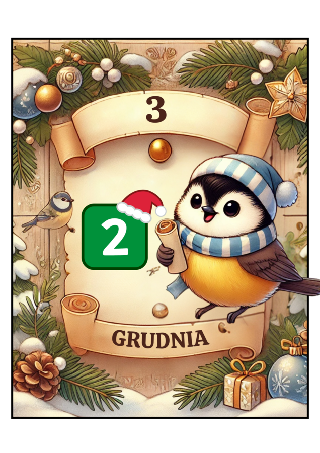 Karty kalendarza do materiału o sikorce Zosi