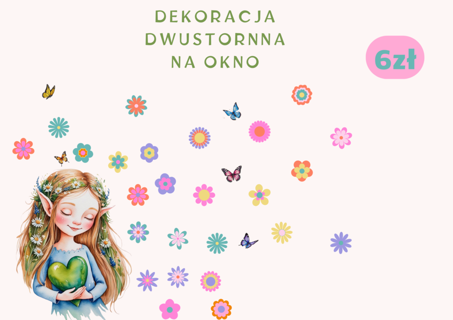 Wiosenna dekoracja dwustronna na okno.