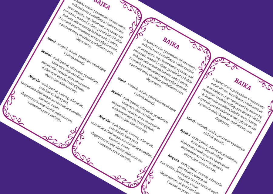 BAJKA - epika – cechy – wklejka