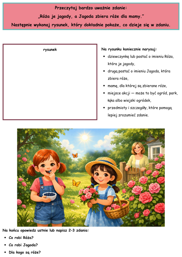 Róża i Jagoda – 20 kart pracy rozwijających czytanie i kreatywność