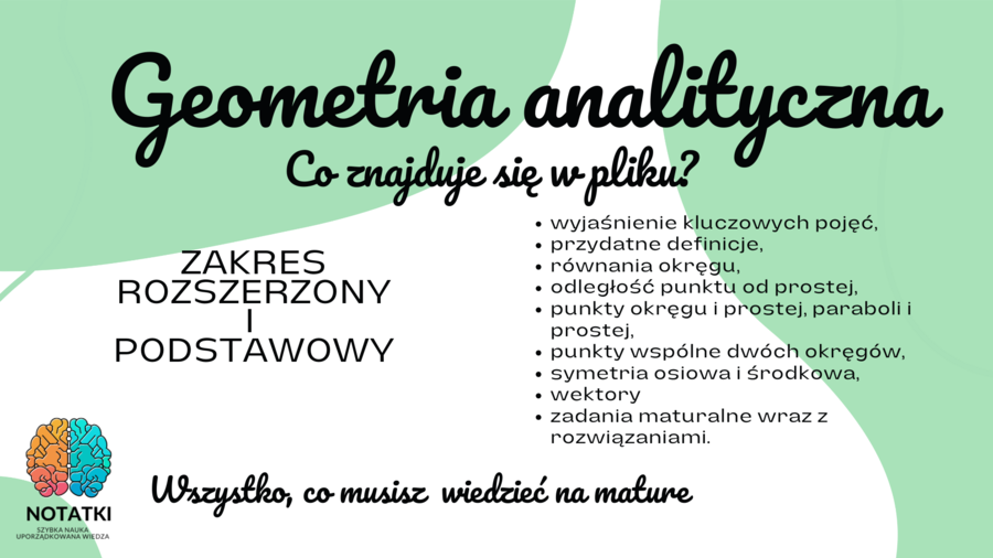 Notatka - GEOMETRIA ANALITYCZNA - MATURA