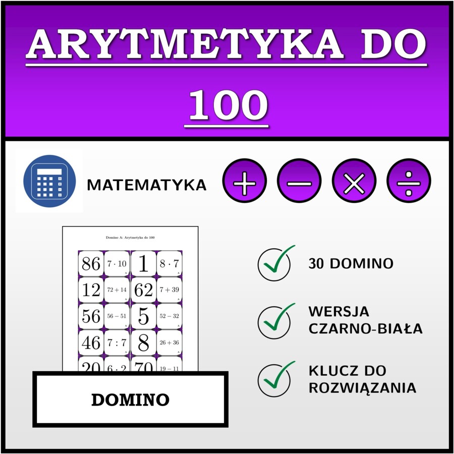 Domino - Arytmetyka do 100 | matematyka