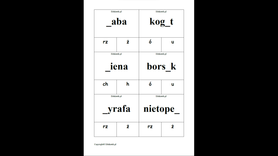 Klamerkowa ortografia – zwierzęta (mini pakiet)