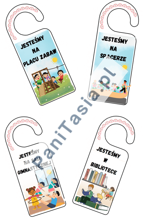 Zawieszki na drzwi, tabliczki informacyjne - pakiet 8 zawieszek