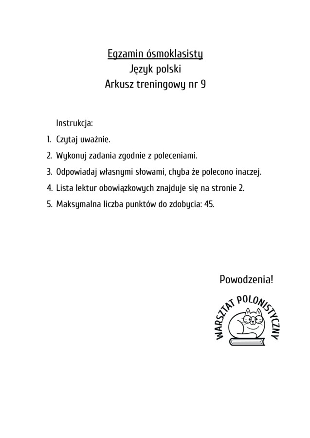 Egzamin ósmoklasisty / przykładowy arkusz nr 9: Mały Książę, recykling, ogłoszenie