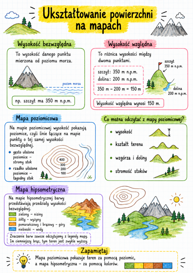 Notatki, które uczą – Geografia, klasa 5| Kompletny zestaw 31 kolorowych notatek