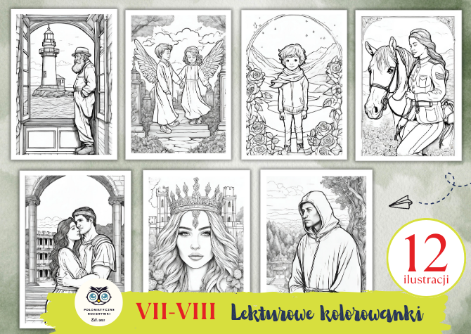 Lekturowe kolorowanki. VII-VIII. Egzamin ósmoklasisty. Bohaterowie. Lektury obowiązkowe